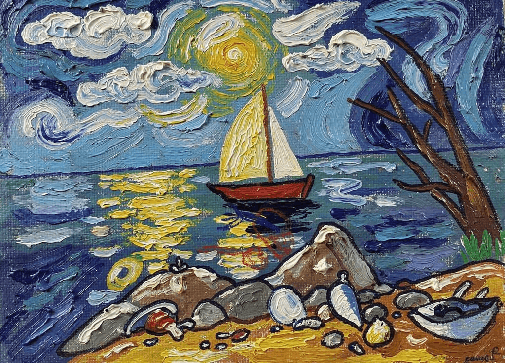 Dieselbe Zeichnung nach der Stilübertragung im Van-Gogh-Stil